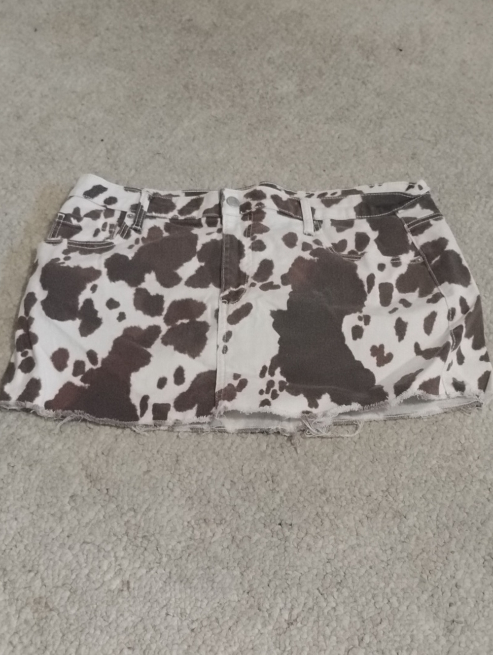 No Boundaries Cow Print Mini Skirt - White and Brown
